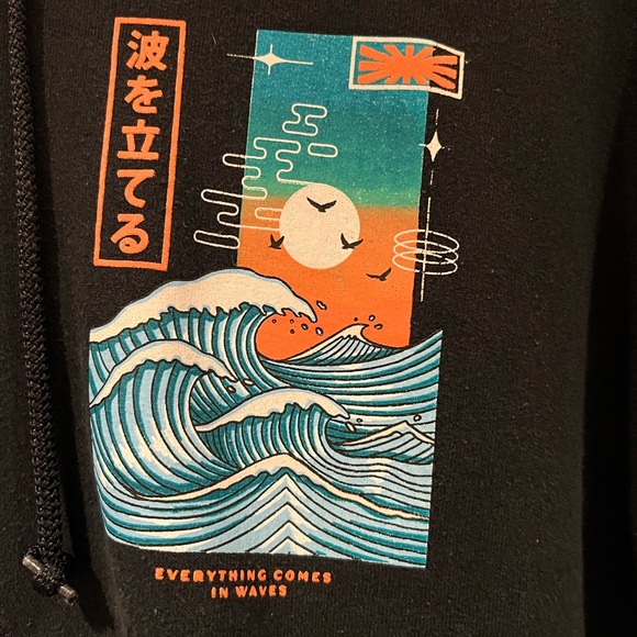 Men’s Large Bowery “Everything comes in waves” Hooded Sweatshirt - Picture 3 of 4